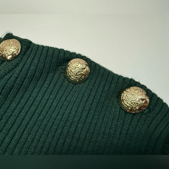 NWT New Lauren Ralph Lauren Dark Green Sweater Button Trim Retail $135 - Picture 4 of 8